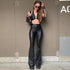 Women's PU Leather High Waist Stretch Fashion Trousers Leggings